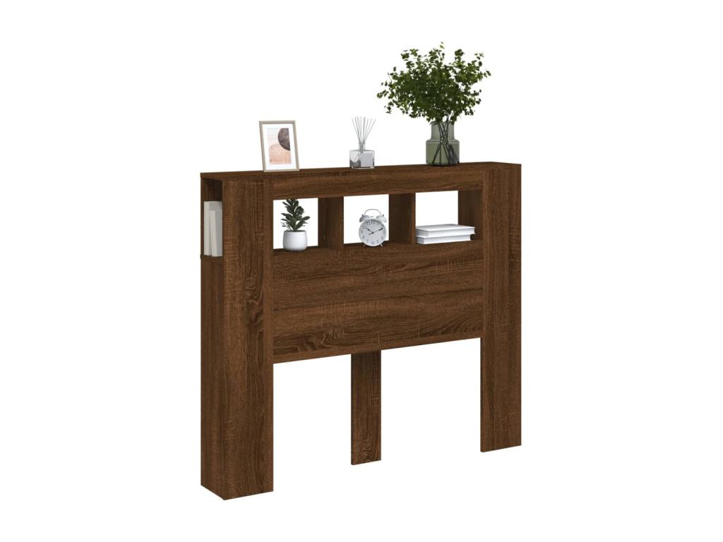 Tête de lit à LED chêne marron 120x18.5x103.5 bois ingénierie CAVD76477