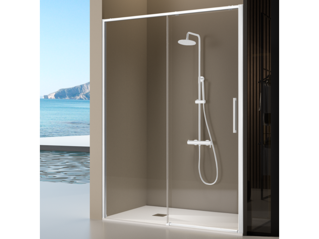 Paroi de douche fixe porte coulissante Chicyla blanc mat 160-162.6 cm XRJB85041