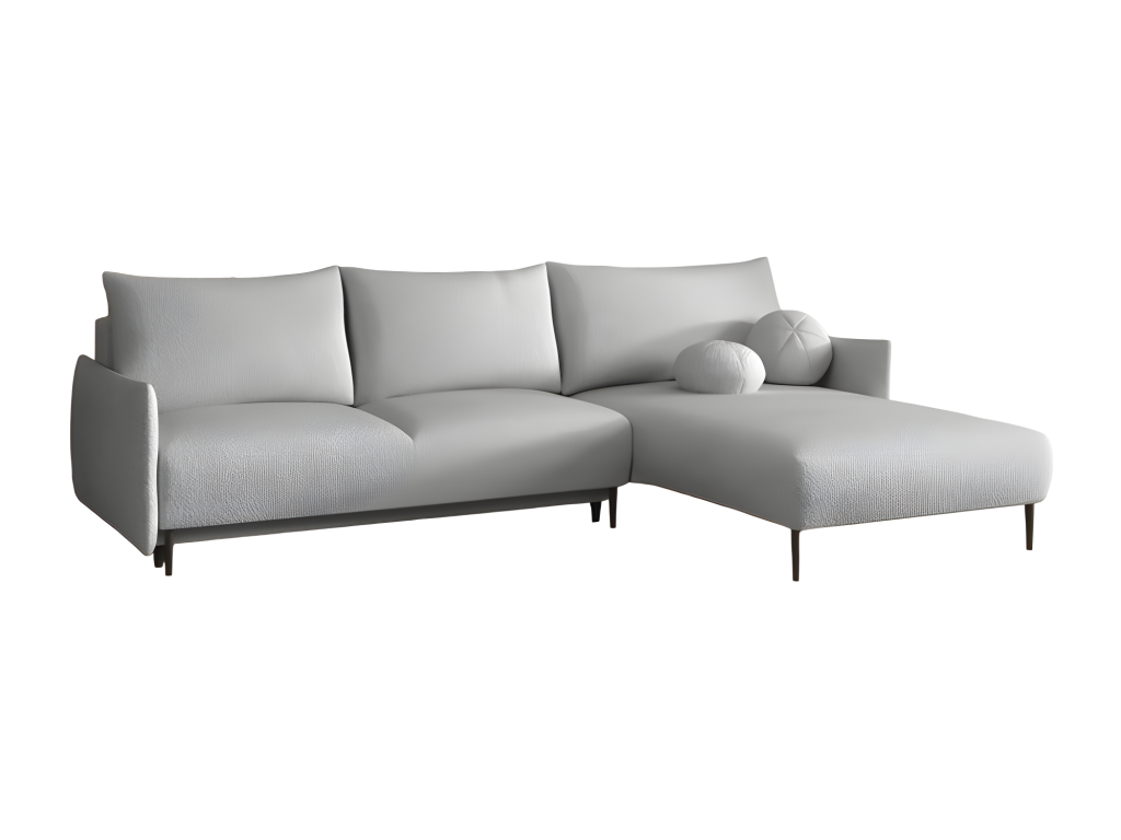 Canapé d'angle convertible Chicyla en tissu bouclette gris clair MLOU21815