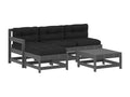 Salon de jardin 5 pcs avec coussins gris bois massif QSLY21180