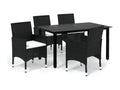 Mobilier à dîner de jardin et coussins 5 pièces Résine tressée Noir WNBM67450