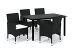 Mobilier à dîner de jardin et coussins 5 pièces Résine tressée Noir WNBM67450