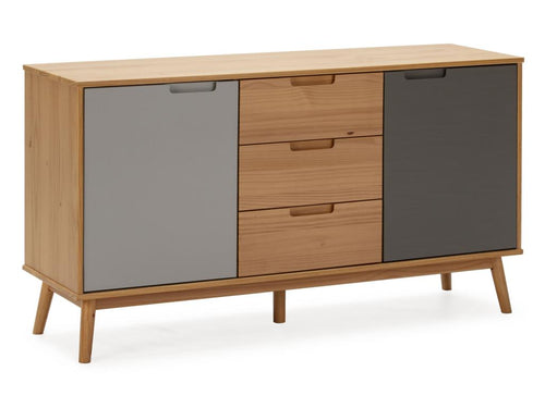 Buffet Chicyla 3 tiroirs et 2 portes bois massif 140 cm Largeur PWFR06424