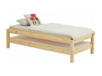 Lot de 2 lits superposables Meublori 90x200 cm lits simples 1 place couchage d'appoint en pin massif vernis naturel
