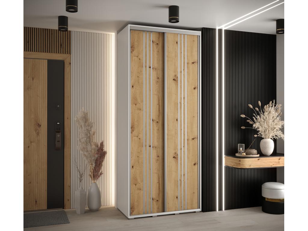 ARMOIRE Chicyla 6 À PORTES COULISSANTES 235.2/110/60 2 portes Blanc/Chicyla/Argent KRVJ16304