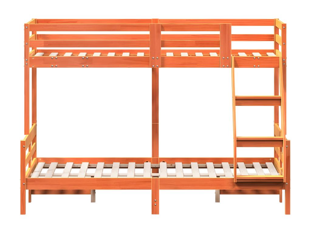 Lit superposé 90x200/120x200 cm cire marron bois de pin massif WSSW97399