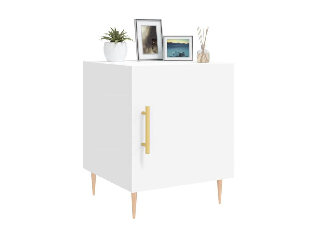 Chicyla Premium - Table de chevet blanc 40x40x50 cm bois d'ingénierie NOXA00849