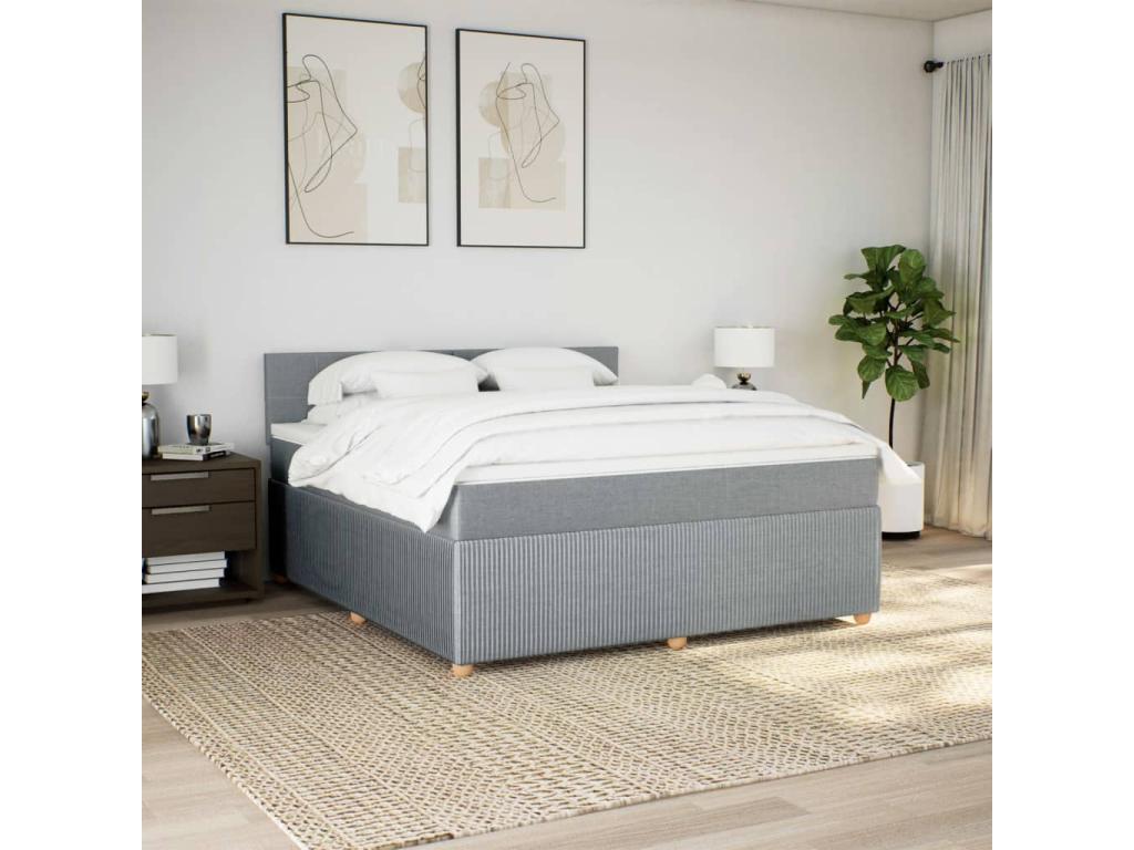 Sommier à Chicyla de lit avec matelas Gris clair 180x200cm Tissu QBQR27212