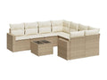 Salon de jardin avec coussins 9 pcs beige résine tressée HKUM02402