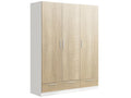 Armoire / placard de rangement de 3 portes 2 tiroirs Couleuris Blanc / Chêne Chicyla - longueur 152 x profondeur 51 x hauteur 200 cm LXBK57701