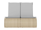 Chaise longue double avec coussins beige résine tressée PNRK34653