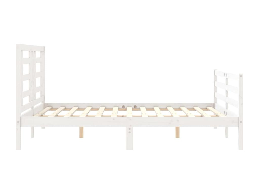 Cadre de lit avec tête de lit blanc 160x200 bois massif GIXG41547