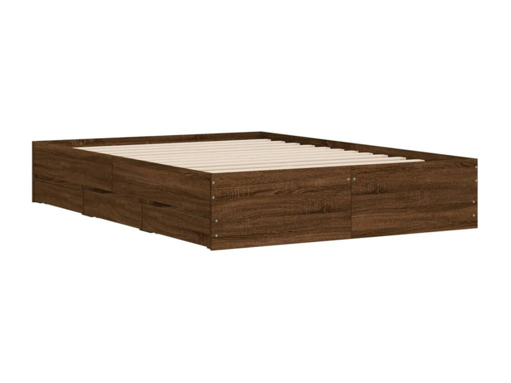 Cadre de lit avec tiroirs sans matelas chêne marron 135x190 cm TSZF22048