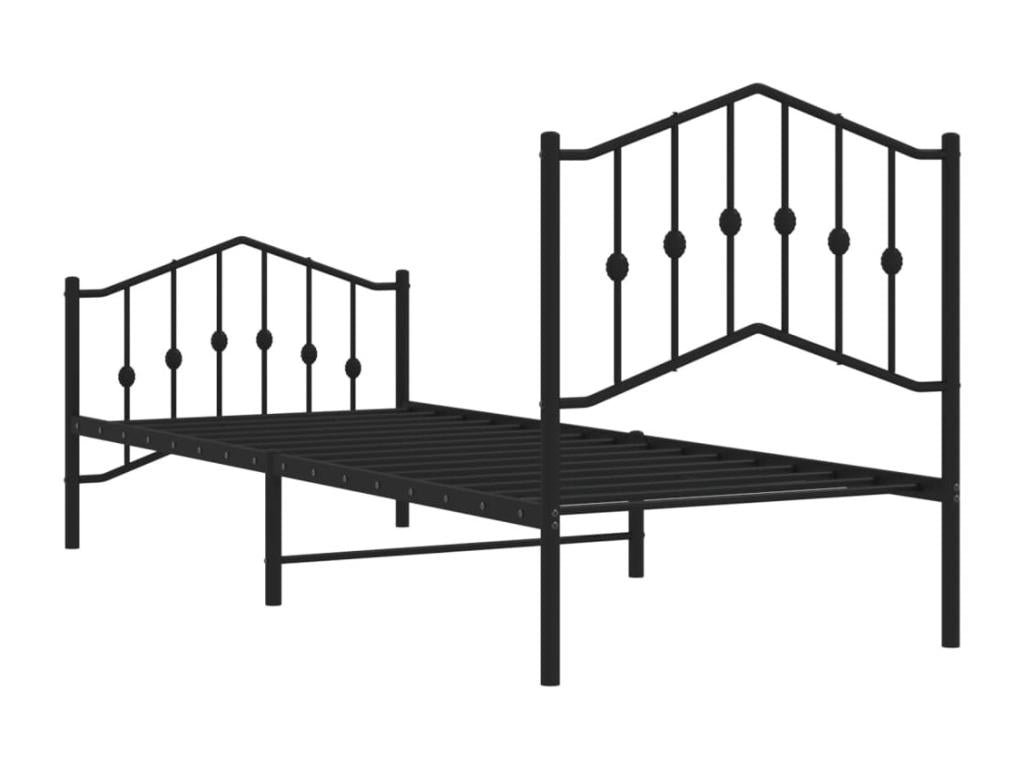 Cadre de lit métal avec tête de lit/pied de lit noir 80x200 cm ZVHN71984
