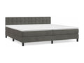 Lit à sommier tapissier et matelas Gris foncé 200x200cm Velours KWHV63413