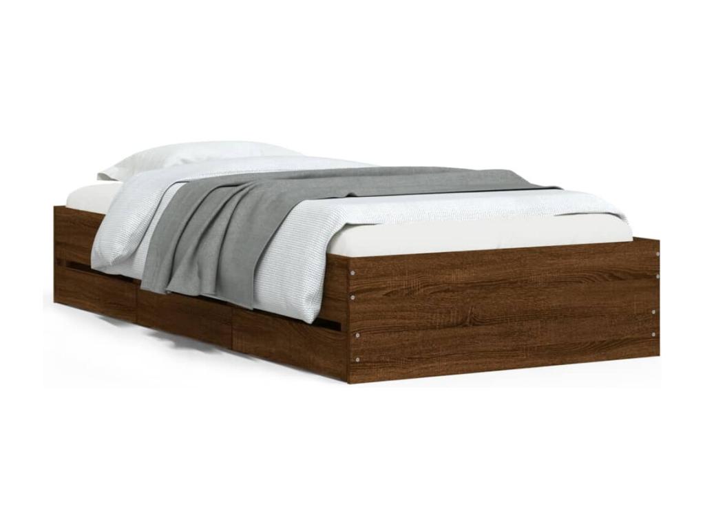 Cadre de lit avec tiroirs sans matelas chêne marron 90x190 cm DZOC50221