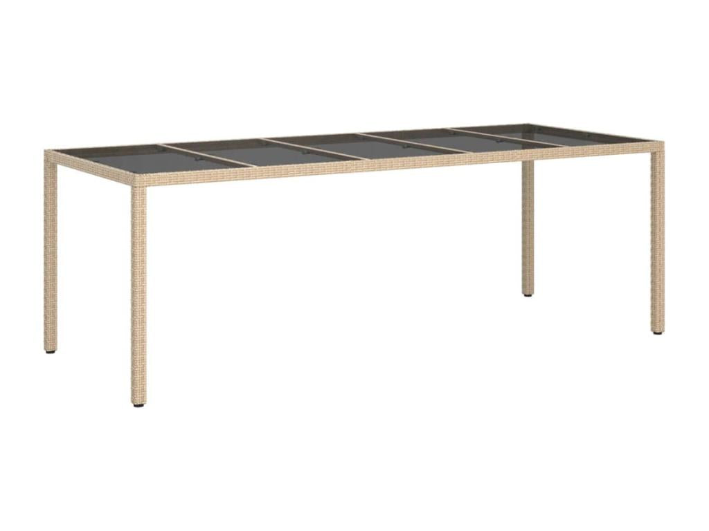 Table de jardin Beige 250x100x75 cm Verre trempé et poly rotin AATB44191