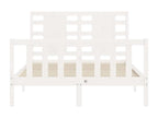 Cadre de lit avec tête de lit blanc petit double bois massif ATBG20408