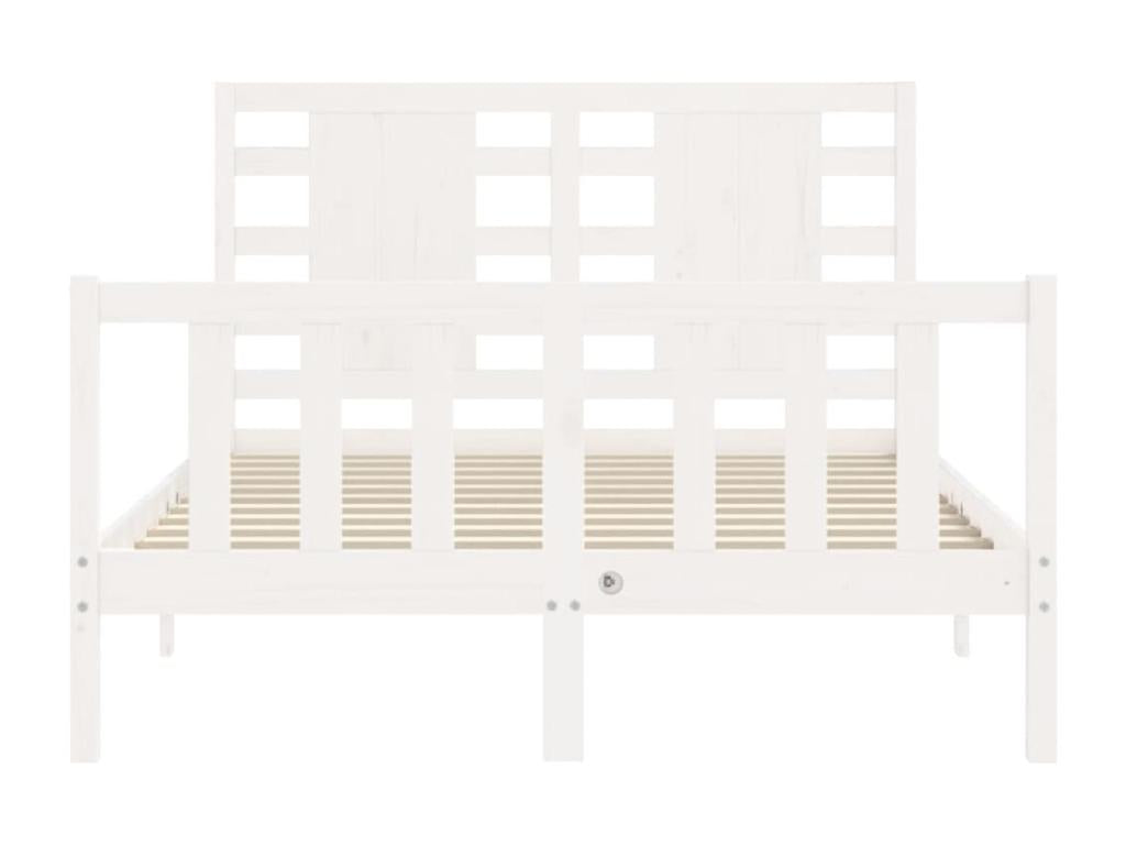 Cadre de lit avec tête de lit blanc petit double bois massif ATBG20408