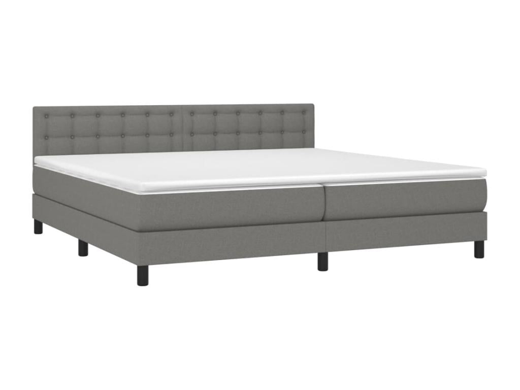 Lit à sommier tapissier avec matelas Gris foncé 200x200cm Tissu FZDV90141