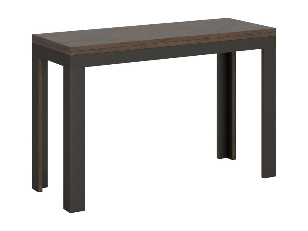 Table extensible portefeuille 120x45/90 cm Meublori Double Noyer cadre Anthracite