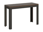 Table extensible portefeuille 120x45/90 cm Meublori Double Noyer cadre Anthracite