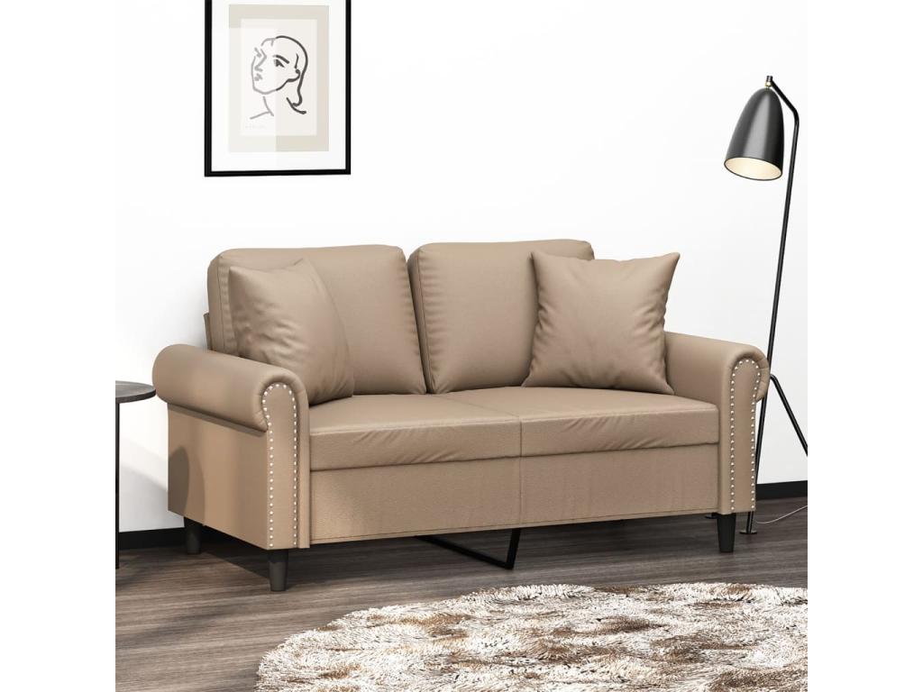 Canapé 2 places avec oreillers cappuccino 120 cm similicuir GIGM01709