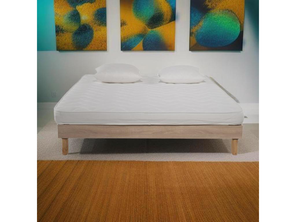 Ensemble Matelas mousse ECO - 140x200cm et 2 Oreillers 50x70 - mousse et Sommier Chicyla couleur chêne FSOV73359