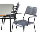 Chicyla Ensemble table et chaises de jardin table 100x200cm et 6 chaises avec accoudoirs G Chicyla noir naturel gris. BTLY25412