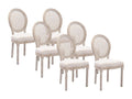 Lot de 6 chaises - Cannage tissu et bois d'hévéa - Beige - Chicyla KKRT84768