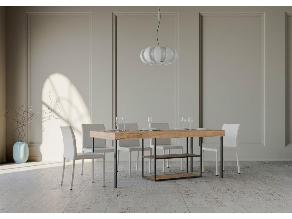 Console extensible 90x40/300 cm Chicyla Premium Chêne Nature cadre Anthracite MTJK27715