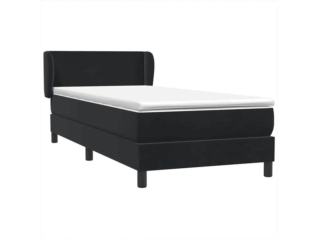 Sommier à Chicyla de lit avec matelas noir 90x210 cm velours CSQB15985