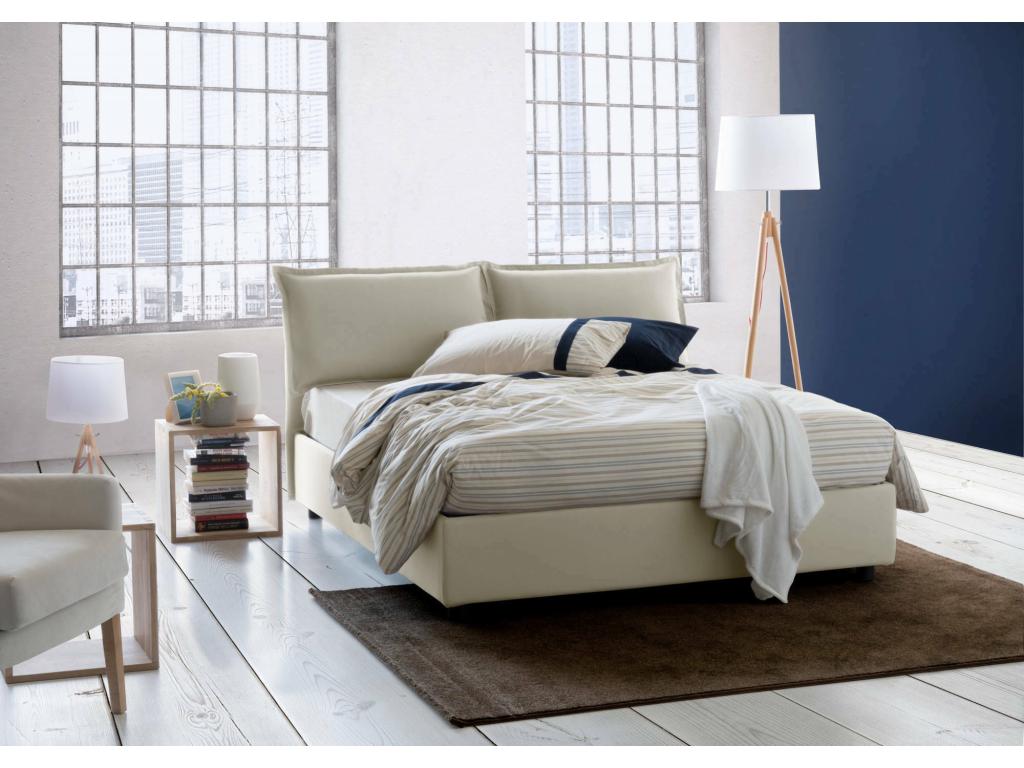 Lit double Chicyla Lit coffre avec revêtement en tissu Made in Italy Ouverture frontale adapté pour matelas 160x200 cm Beige SIZN22898