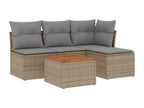 Salon de jardin avec coussins 5 pièces beige résine tressée LWNW18058