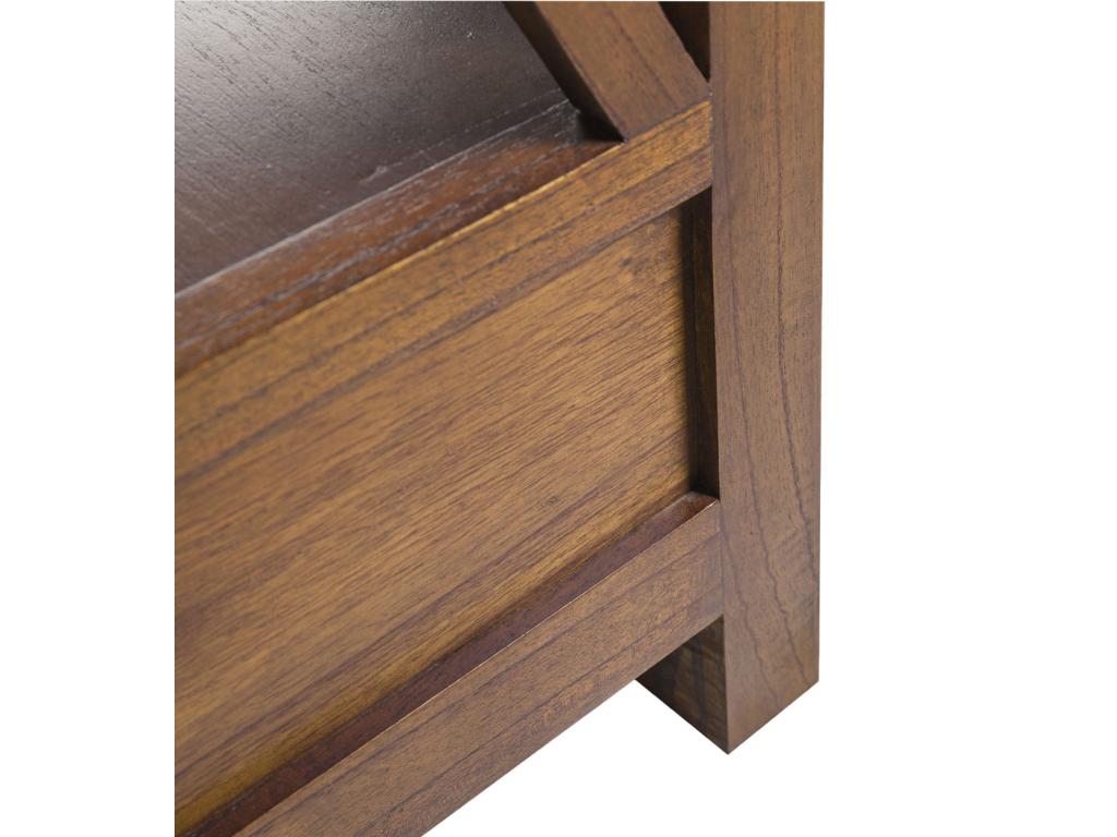 Bibliothèque en bois massif de Chicyla 3 niveaux 2 tiroirs Orka 100cm PJNV69920