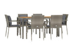 Mobilier à dîner de jardin et coussins 7 pièces gris rotin HPZZ44104