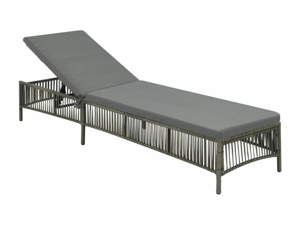 Chaise longue avec coussin Résine tressée Gris IACY28859
