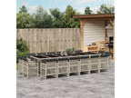 Ensemble à manger de jardin et coussins 17 pièces gris clair rotin FAVK62829