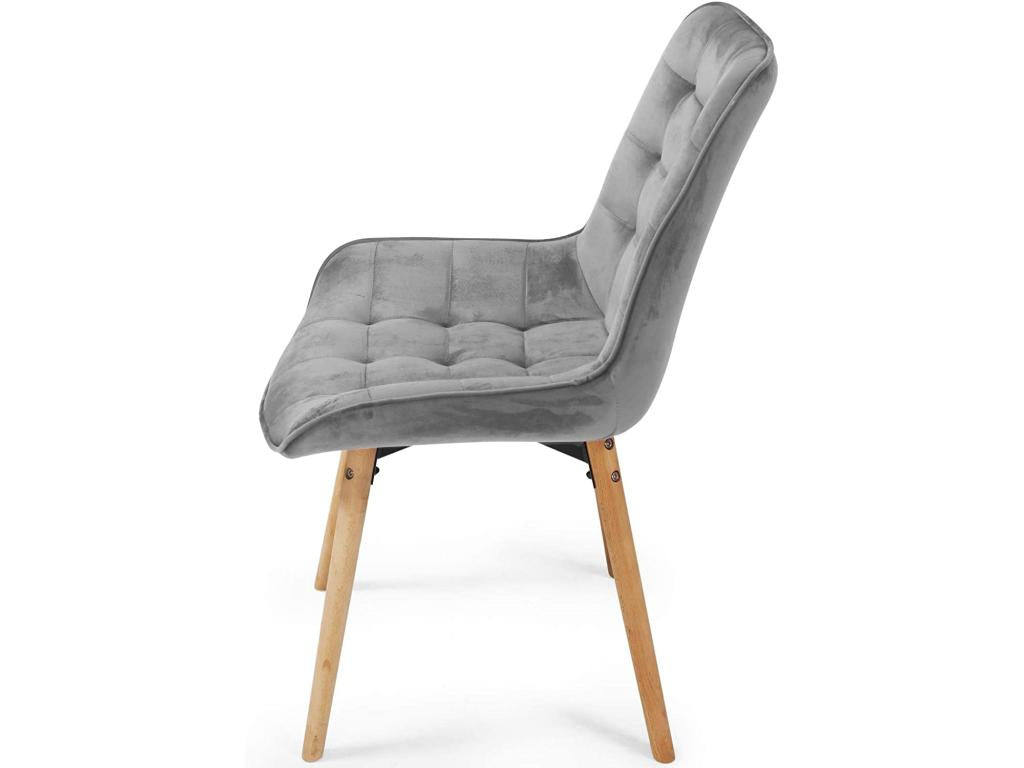 Lot de 4 chaises de salon salle à manger pied en bois et velours gris 01 0000739 HWWE81539