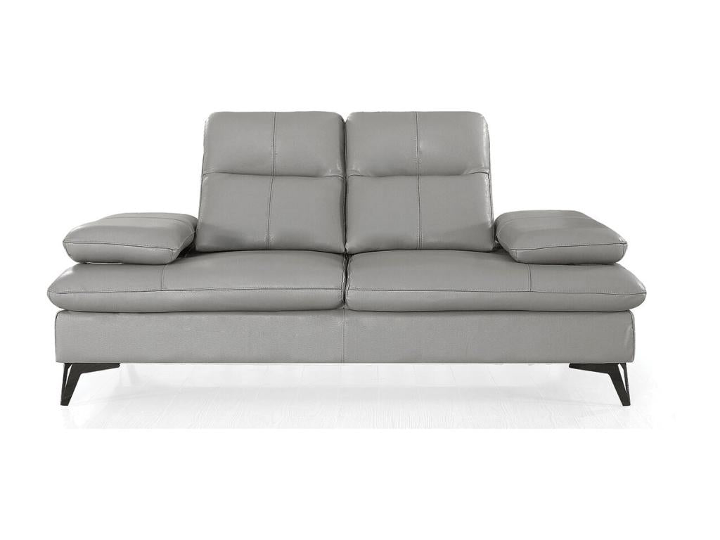 Canapé 2 places Cuir avec dossier avance-recul Chicyla Gris - Angle Droit LMRK41079