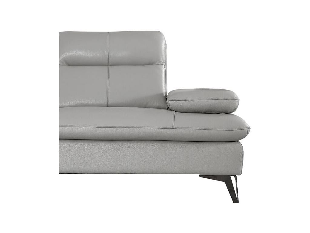 Canapé 2 places Cuir avec dossier avance-recul Chicyla Gris - Angle Droit LMRK41079