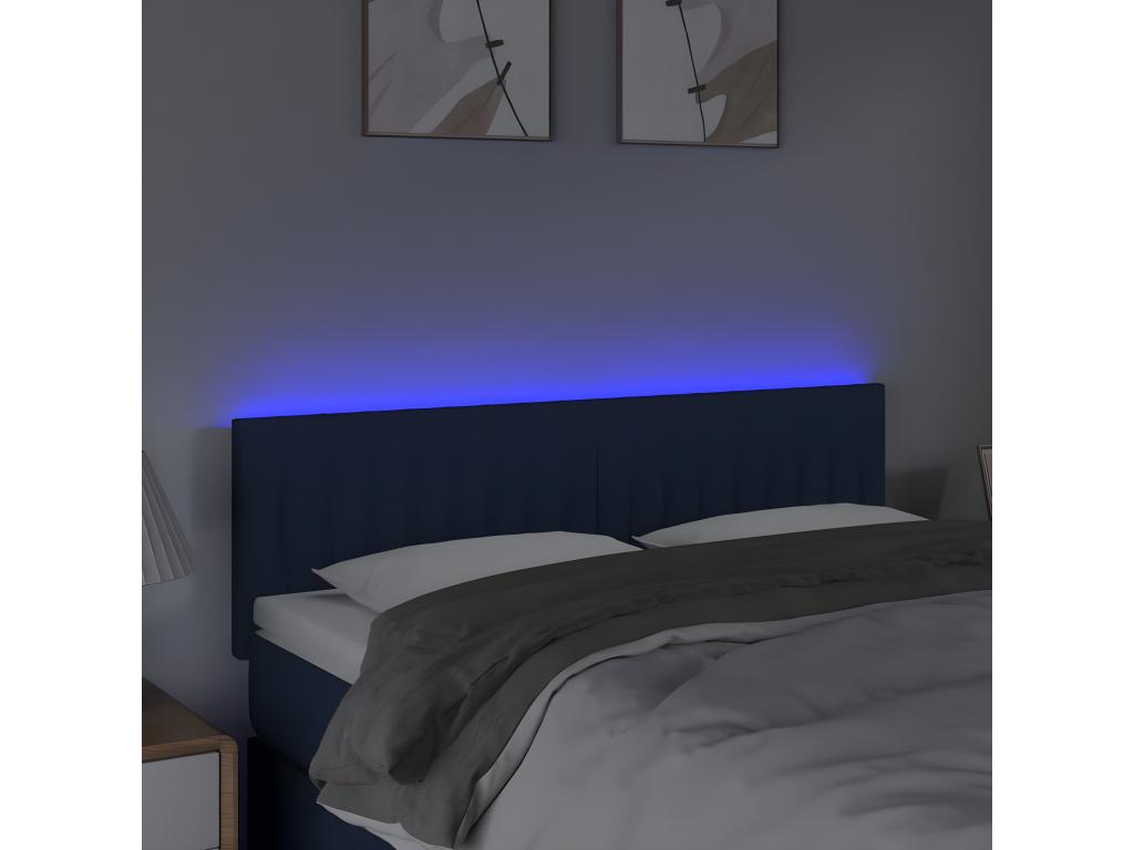 Tête de lit à LED Bleu 144x5x78/88 cm Tissu GQTA12273