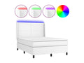Sommier tapissier et matelas et LED Blanc 140x200 cm Similicuir WZYM50967