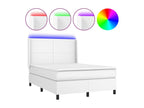 Sommier tapissier et matelas et LED Blanc 140x200 cm Similicuir WZYM50967