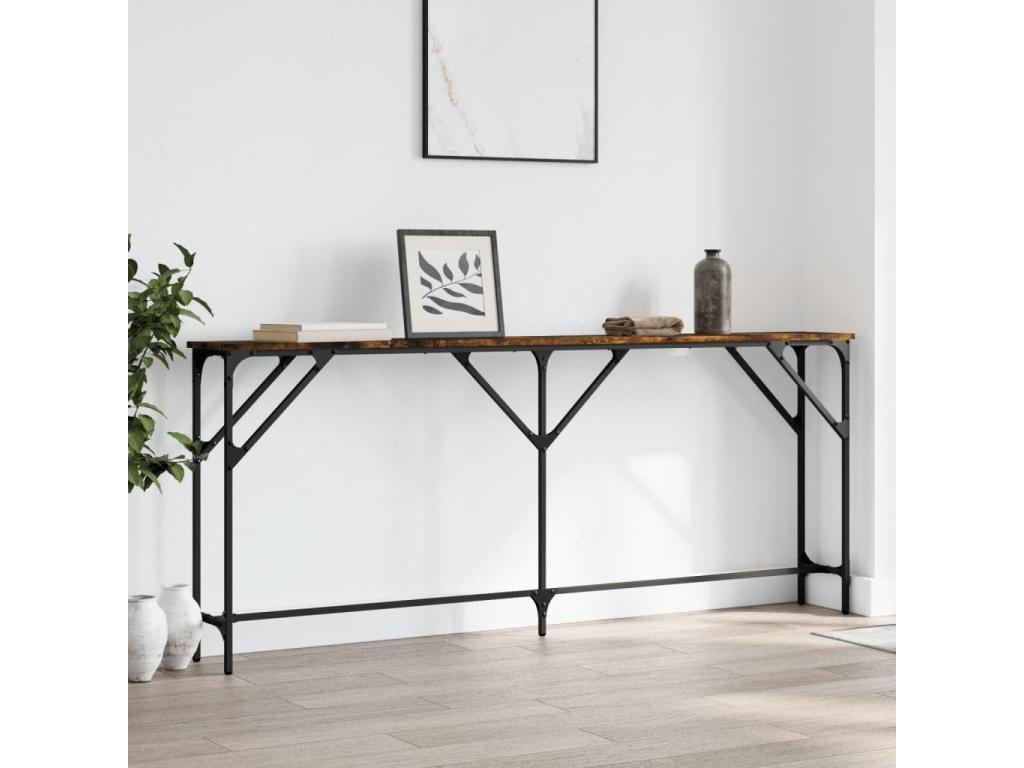 Table console chêne fumé 180x23x75 bois d'ingénierie DPCB88462