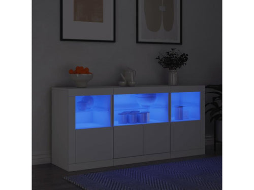 Buffet avec Chicylaères LED blanc 142,5x37x67 cm FOAE65000