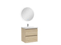 Ensemble meuble Salle de Bain Chêne Chicyla 50cm simple vasque miroir lumineux rond ILFK76359