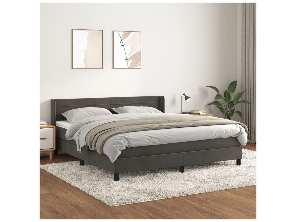 Sommier à Meublori de lit et matelas Gris foncé 160x200 Velours