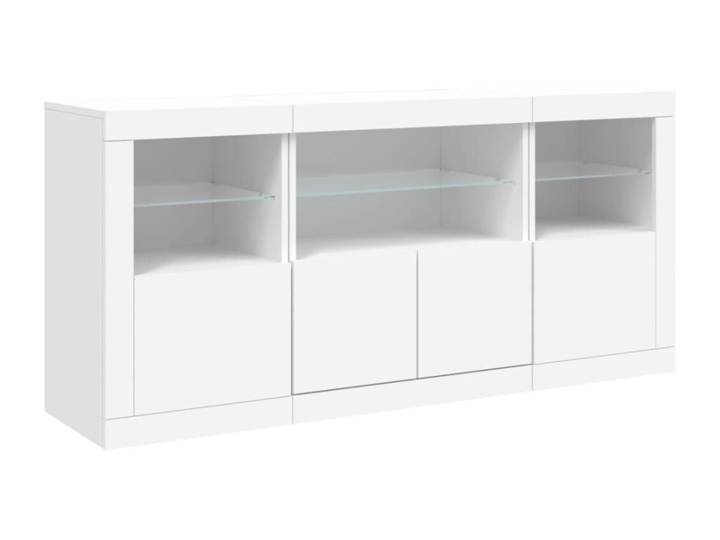 Buffet avec Chicylaères LED blanc 142.5x37x67 cm FOAE65000