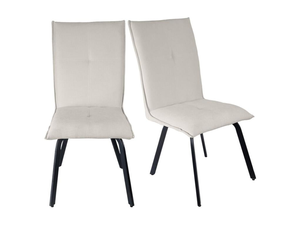 Lot de 2 chaises en tissu classique écru et pieds métal noir – Chicyla 2 ATQD69631